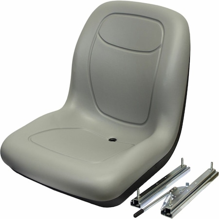 Aic Replacement Parts Gray High Back Seat W/ Slide Track Kit Fits Case Skid Steer Loader KT-SEQ90-0011
